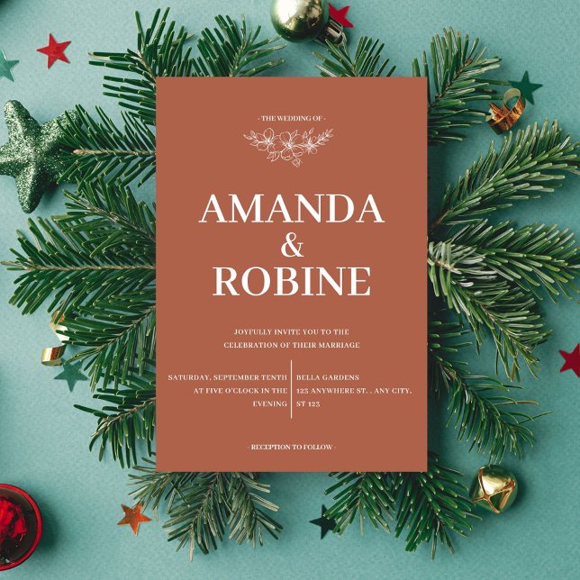 Convite De Casamento De Terracotta Minimalista Chi (Criador carregado)