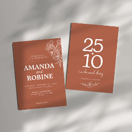 Convite de Casamento de Terracotta Mínimo
