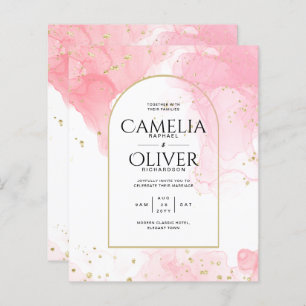 Convite de casamento de TINTA DOURADA LeahG PINK