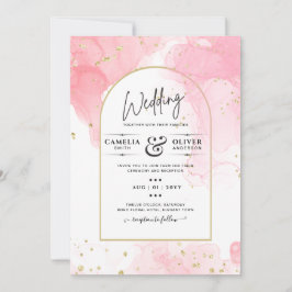 Convite de casamento de TINTA DOURADA LeahG PINK