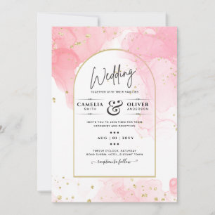 Convite de casamento de TINTA DOURADA LeahG PINK