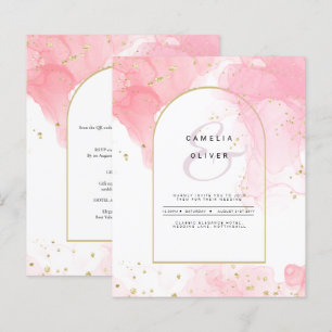 Convite de casamento de TINTA DOURADA LeahG PINK