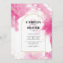 Convite de casamento de TINTA DOURADA LeahG PINK