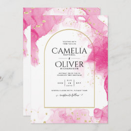 Convite de casamento de TINTA DOURADA LeahG PINK