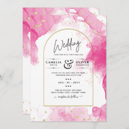 Convite de casamento de TINTA DOURADA LeahG PINK
