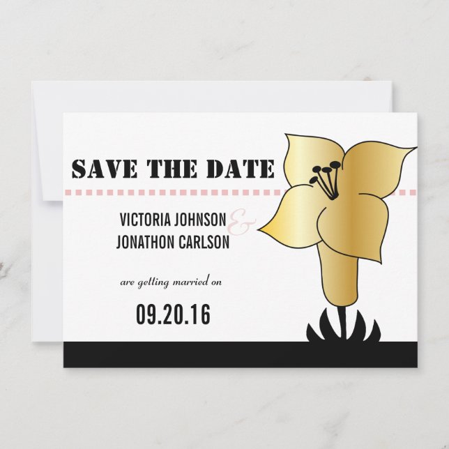 Convite de casamento de Tipografia Art Deco Lily M (Frente)