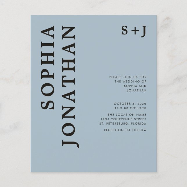 Convite de casamento de Tipografia Bold All in One (Frente)