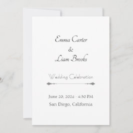 Convite de Casamento de Tipografia Clássica