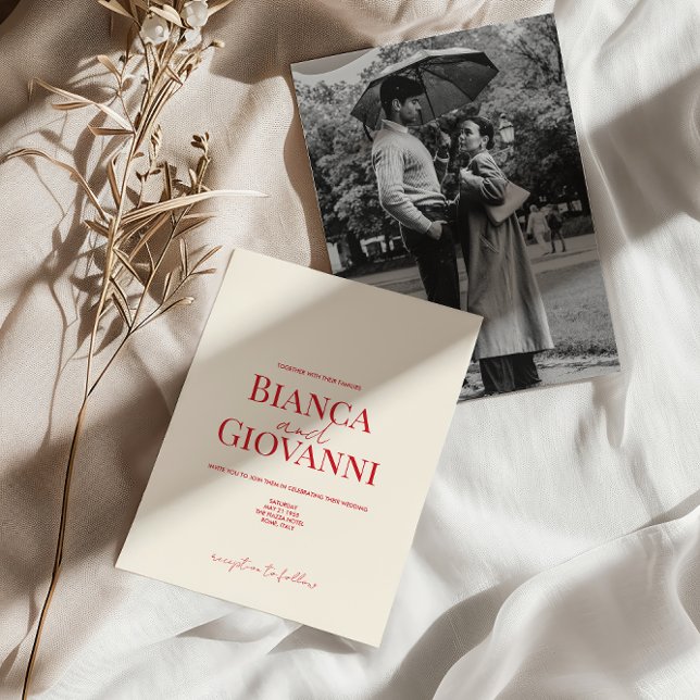 Convite De Casamento De Tipografia Vermelha Retro  (Criador carregado)