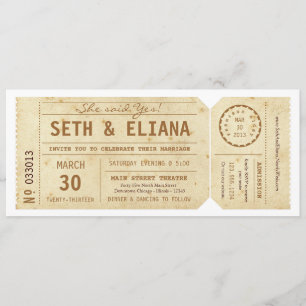Convite De Casamento De Tíquetes De Reprodução De