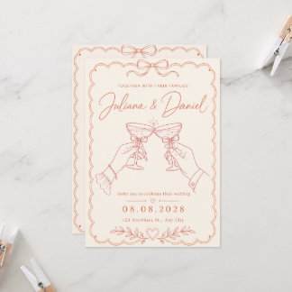 Convite de Casamento de Torrada de Terracota Minim