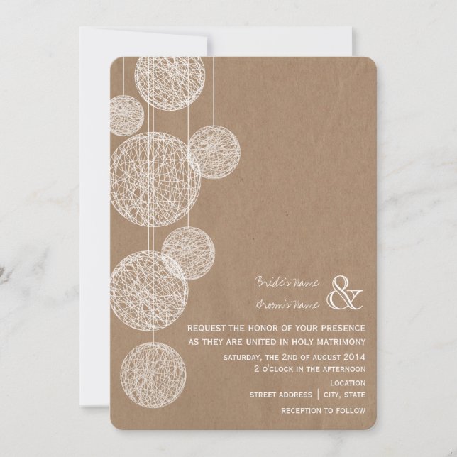 Convite De Casamento De Twine Globals Inspirados E (Frente)