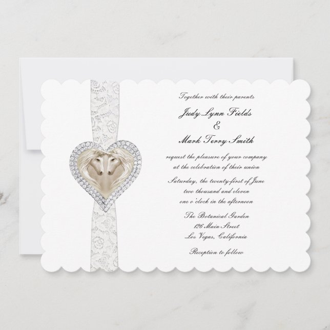 Convite De Casamento De Unicórnio E Lace (Frente)