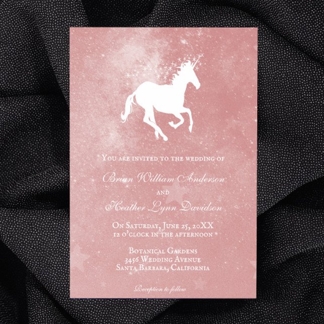 Convite de Casamento de Unicórnio Rosa (Pink Unicorn Wedding Invitation)