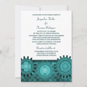 Convite de casamento de Ursos Steampunk, Teal