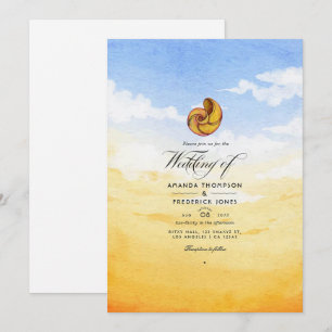 Convite de Casamento de Verão à Beira-Mar em Aquar