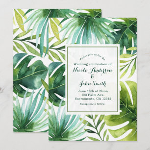 Convite de Casamento de Verão Havaiano Folhas Trop