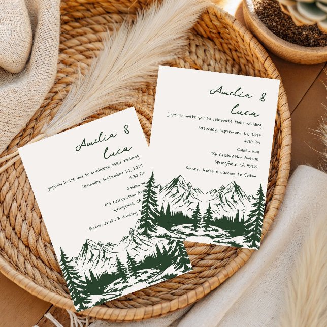 convite de casamento de verão na montanha desenhad (Criador carregado)