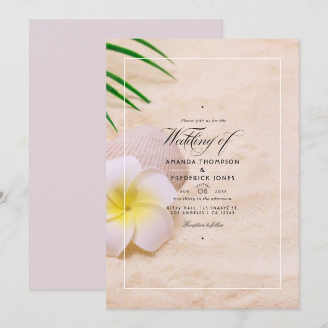 Convite de Casamento de Verão na Praia (Frente/Verso)