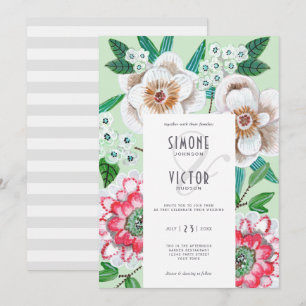 Convite de Casamento de Verduras Florais para Impr