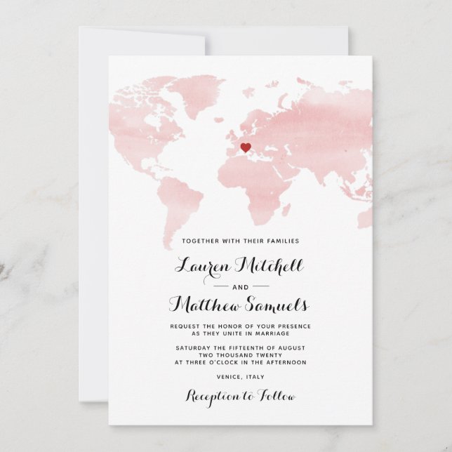 Convite de Casamento de Viagem de Destino (Frente)