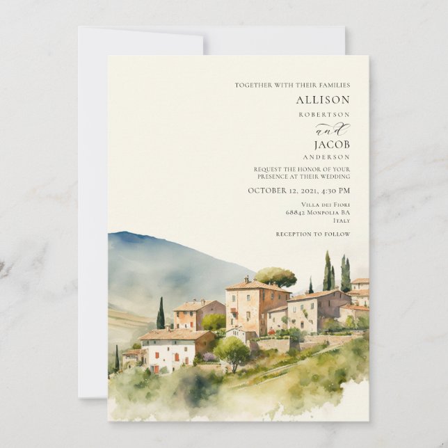 Convite de Casamento de Villa Toscana na Itália To (Frente)