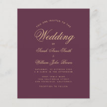 Convite de casamento de vinho orçamentário cor dou