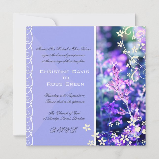 Convite de casamento de violeta de Lavanda (Frente)