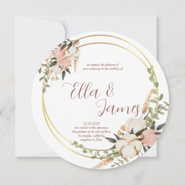Convite De Casamento De Watercolor Floral Wreath