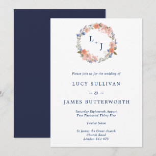 Convite De Casamento De Watercolor Floral Wreath
