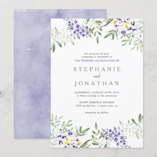 Convite De Casamento De Wisteria De Watercolor