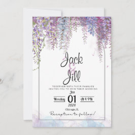 Convite de casamento de Wisteria Roxo e Azul