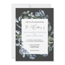Convite De Casamento De Wreath Floral Chic Blue