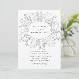 Convite De Casamento De Wreath Floral Moderna Com