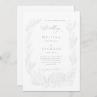 Convite de Casamento de Wreath Floral White e Mist