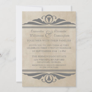 Convite de casamento Deco Elegante de Cinzas