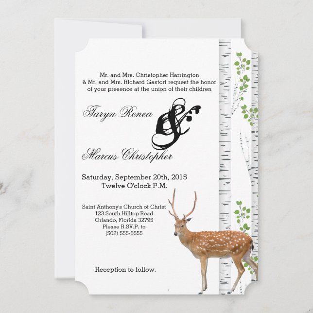 Convite de casamento "Deer Doe Buck Woodland Hunt" (Frente)