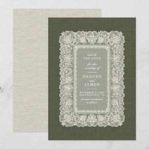 Convite de casamento Delicate Lace Save the Date