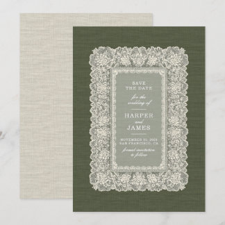 Convite de casamento Delicate Lace Save the Date