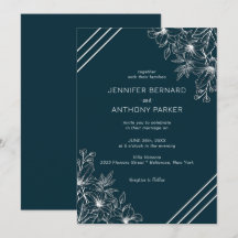 Convite de Casamento Desenhado à Mão com Lírios Br