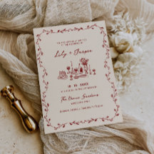 Convite de Casamento Desenhado à Mão Marrom