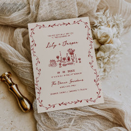Convite de Casamento Desenhado à Mão Marrom