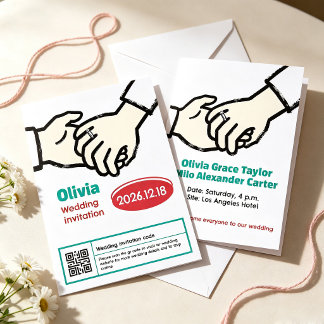 convite de casamento desenhado à mão trendy de mão