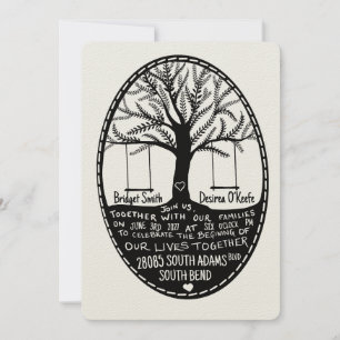 Convite de Casamento Desenhado no Estilo de Bordad