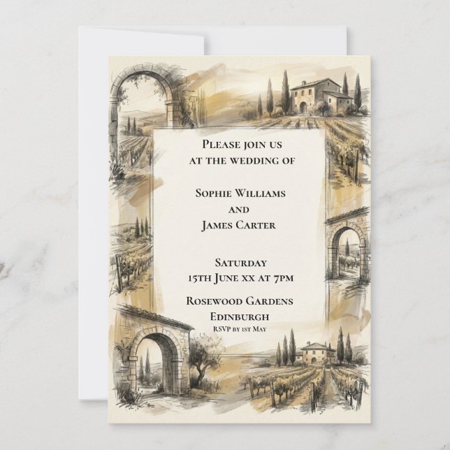 Convite de Casamento Desenho Arco Terras Altas Sép (Frente)
