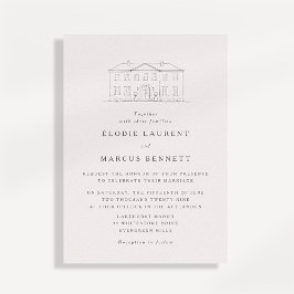 Convite de Casamento Desenho do Local Bege Elegant