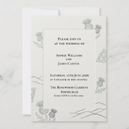 Convite de Casamento Desenho Eucalipto Cinza Azul