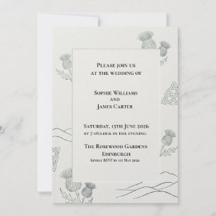 Convite de Casamento Desenho Eucalipto Cinza Azul