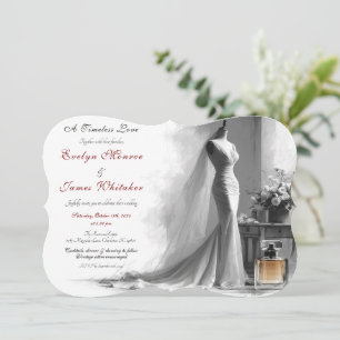 Convite de Casamento Desenho Romântico Vintage Noi