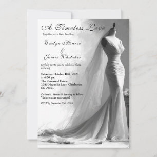 Convite de Casamento Desenho Romântico Vintage Noi
